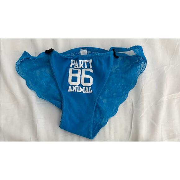 Victoria's Secret Other - NWOT VS PINK Lace Back String Bikini Party 86 Animal Blue XS 2011